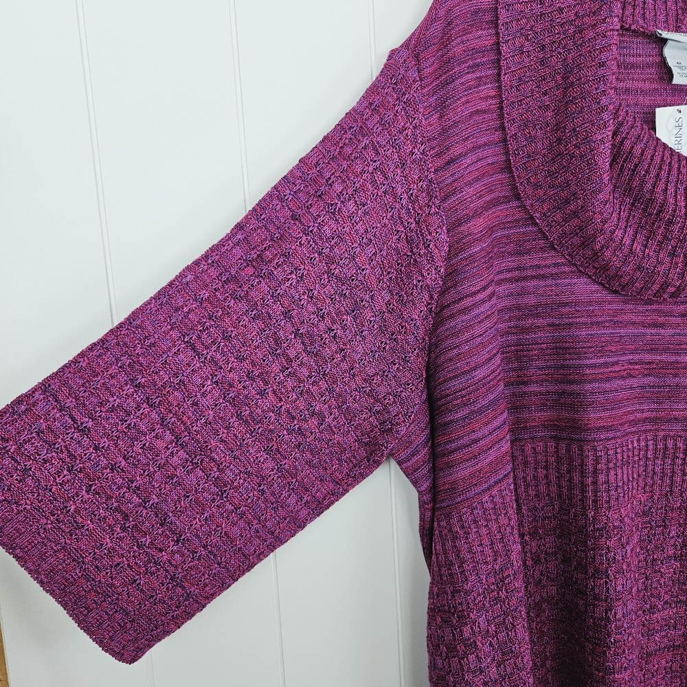Catherines Sweater Purple Pullover Draped Cowl Neck Stretch Knit Womens 4x - Picture 6 of 8